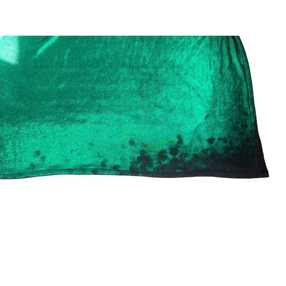 Green Asymmetrical Ruched One Shoulder Gown - Picture 9 of 15